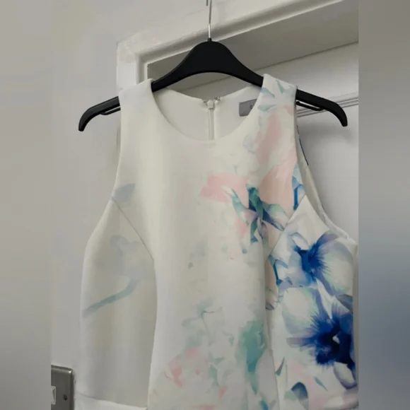 Floral Sleeveless Dress in Blue and White - Picture 2 of 10